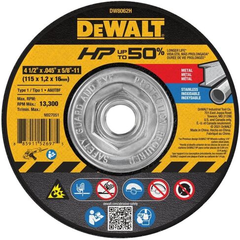 DEWALT DW8062H 4-1/2" X .045" X 5/8"-11 HP Type 1 Cutting Wheel in Saudi Arabia