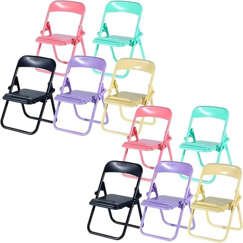 XIDIAK 10pcs Folding Chair Phone Stand, Mini Foldable Chair Phone Stand, Candy Color Universal Mobile Phone Holder, Foldable Stool Desk Decor Gift Accessories, Cute Mini Things in Kuwait
