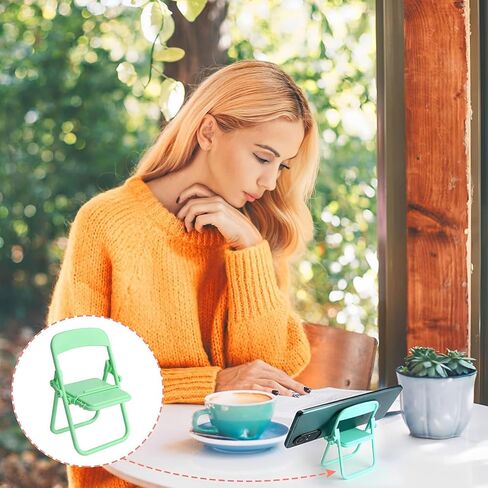 XIDIAK 10pcs Folding Chair Phone Stand, Mini Foldable Chair Phone Stand, Candy Color Universal Mobile Phone Holder, Foldable Stool Desk Decor Gift Accessories, Cute Mini Things in Kuwait