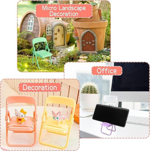 XIDIAK 10pcs Folding Chair Phone Stand, Mini Foldable Chair Phone Stand, Candy Color Universal Mobile Phone Holder, Foldable Stool Desk Decor Gift Accessories, Cute Mini Things in Kuwait