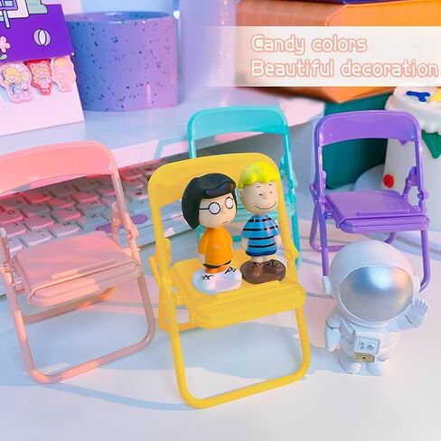 XIDIAK 10pcs Folding Chair Phone Stand, Mini Foldable Chair Phone Stand, Candy Color Universal Mobile Phone Holder, Foldable Stool Desk Decor Gift Accessories, Cute Mini Things in Kuwait