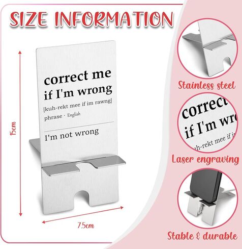 yodocamp أنا لست مخطئا حامل الهاتف مضحك لحامل المكتب، حامل الهاتف الخليوي المعدني الهدايا للنساء الرجال رئيس زملاء العمل الموظفين الأصدقاء، لطيف سطح المكتب حامل الهاتف المحمول لمكتب مكتب d02 in Kuwait