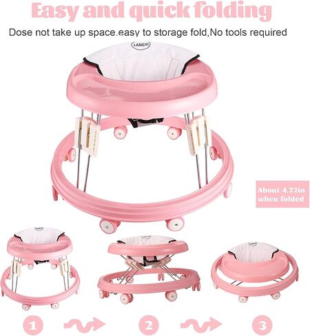 Adjustable Baby Walkers for Baby with Easy Clean Tray, Universal Wheeled Walker, Anti-Rollover Folding Walker for Girls Boys 6-18Months Toddler, (Green) in Saudi Arabia