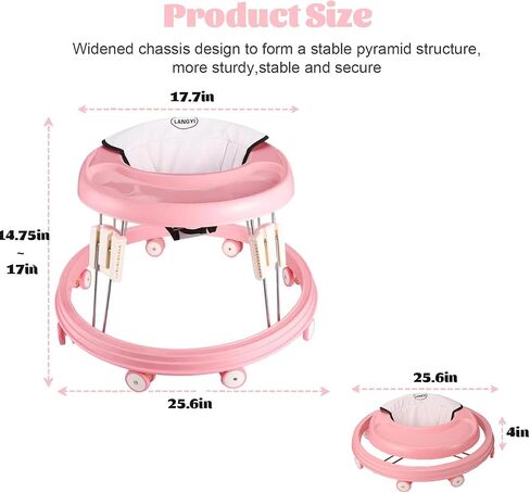 Adjustable Baby Walkers for Baby with Easy Clean Tray, Universal Wheeled Walker, Anti-Rollover Folding Walker for Girls Boys 6-18Months Toddler, (Green) in Saudi Arabia
