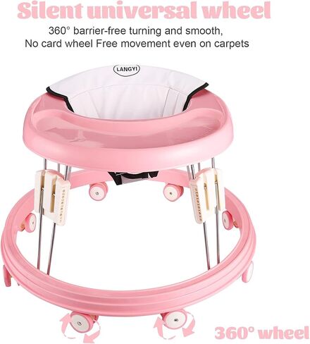 Adjustable Baby Walkers for Baby with Easy Clean Tray, Universal Wheeled Walker, Anti-Rollover Folding Walker for Girls Boys 6-18Months Toddler, (Green) in Saudi Arabia