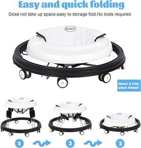 Adjustable Baby Walkers for Baby with Easy Clean Tray, Universal Wheeled Walker, Anti-Rollover Folding Walker for Girls Boys 6-18Months Toddler, (Green) in Saudi Arabia
