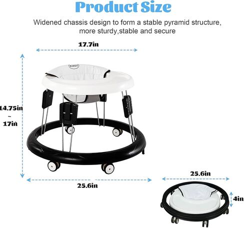 Adjustable Baby Walkers for Baby with Easy Clean Tray, Universal Wheeled Walker, Anti-Rollover Folding Walker for Girls Boys 6-18Months Toddler, (Green) in Saudi Arabia