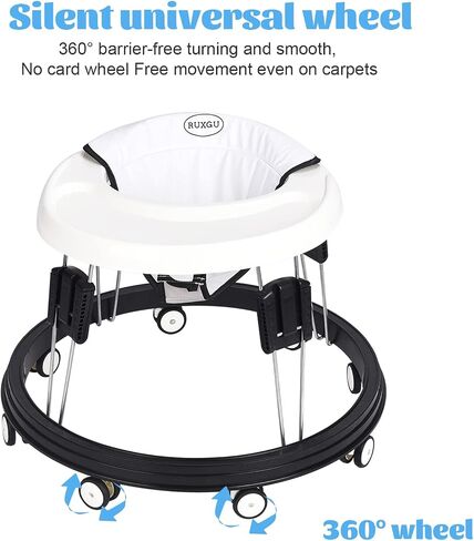Adjustable Baby Walkers for Baby with Easy Clean Tray, Universal Wheeled Walker, Anti-Rollover Folding Walker for Girls Boys 6-18Months Toddler, (Green) in Saudi Arabia