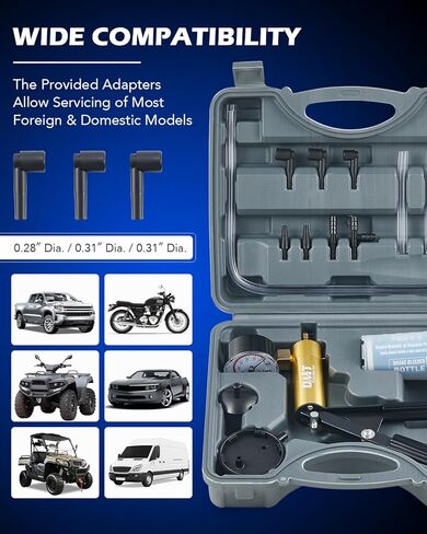طقم نازف الفرامل Orion Motor Tech OMT مع مضخة تفريغ يدوية ومحولات | طقم نزيف الفرامل لسائل التوجيه المعزز لسائل الفرامل المزيد | مضخة نزف الفرامل الفراغية مع مقياس الضغط، علبة in Kuwait