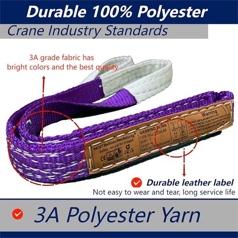 2 حزمة 6:1 عامل الأمان 1 بوصة × 4 بوصة تويست آي 2200 رطل أشرطة رفع الرافعة لأشرطة الويب للرافعة in Kuwait