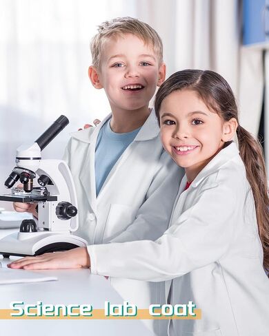 Newcotte 20 Pcs Unisex Kids Lab Coat Soft Children Science Doctor White Toddler Costume for Boys Girls Cosplay School (Large) in Saudi Arabia