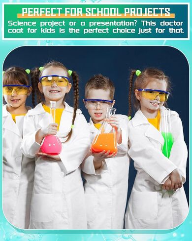 Newcotte 20 Pcs Unisex Kids Lab Coat Soft Children Science Doctor White Toddler Costume for Boys Girls Cosplay School (Large) in Saudi Arabia