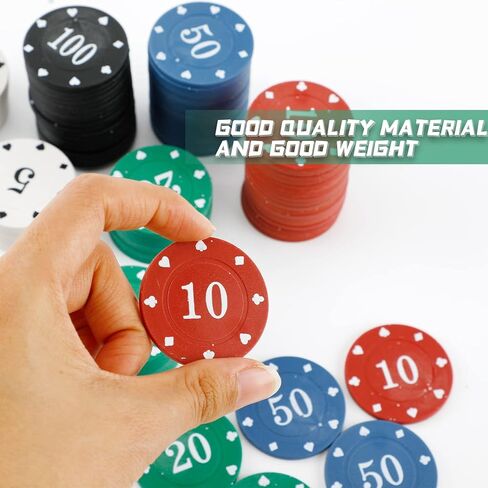 مجموعة رقائق البوكر Jobazok، 100 قطعة من رقائق البوكر في صندوق من الورق المقوى، 11.5 جرام من رقائق البوكر للسفر لمقامرة تكساس هولدم بلاك جاك in Kuwait