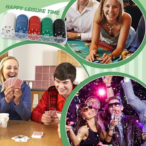 مجموعة رقائق البوكر Jobazok، 100 قطعة من رقائق البوكر في صندوق من الورق المقوى، 11.5 جرام من رقائق البوكر للسفر لمقامرة تكساس هولدم بلاك جاك in Kuwait