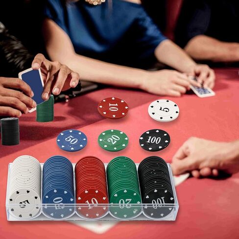 مجموعة رقائق البوكر Jobazok، 100 قطعة من رقائق البوكر في صندوق من الورق المقوى، 11.5 جرام من رقائق البوكر للسفر لمقامرة تكساس هولدم بلاك جاك in Kuwait