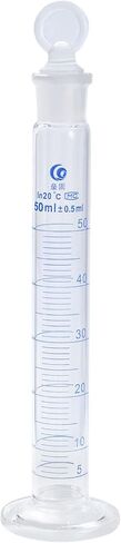 PATIKIL 10ml 3.3 Borosilicate Glass Graduated Cylinder with Stopper, High Transparency Hex Base Blue Graduations Measuring Cylinder for Lab Home Use, Clear in Saudi Arabia