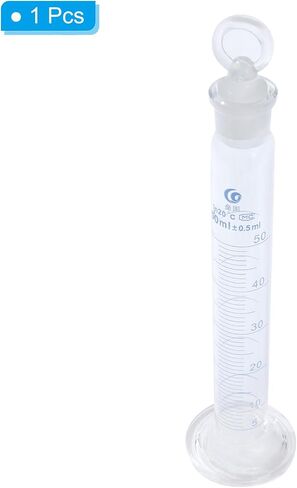 PATIKIL 10ml 3.3 Borosilicate Glass Graduated Cylinder with Stopper, High Transparency Hex Base Blue Graduations Measuring Cylinder for Lab Home Use, Clear in Saudi Arabia