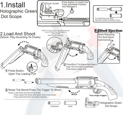 مسدس لعبة مزدوج البرميل، مسدس إسفنجي، مسدس لعبة رصاصة ناعمة مع طرد قذف، لعبة صبي مع سهام شفط وقطيفة، للأطفال من سن 6 7 8 9 10 سنوات في سن المراهقة in Kuwait