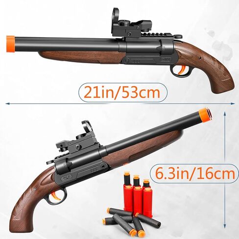 مسدس لعبة مزدوج البرميل، مسدس إسفنجي، مسدس لعبة رصاصة ناعمة مع طرد قذف، لعبة صبي مع سهام شفط وقطيفة، للأطفال من سن 6 7 8 9 10 سنوات في سن المراهقة in Kuwait