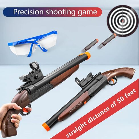 مسدس لعبة مزدوج البرميل، مسدس إسفنجي، مسدس لعبة رصاصة ناعمة مع طرد قذف، لعبة صبي مع سهام شفط وقطيفة، للأطفال من سن 6 7 8 9 10 سنوات في سن المراهقة in Kuwait