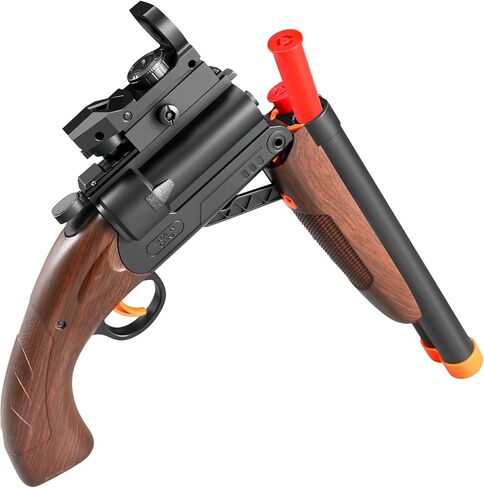 مسدس لعبة مزدوج البرميل، مسدس إسفنجي، مسدس لعبة رصاصة ناعمة مع طرد قذف، لعبة صبي مع سهام شفط وقطيفة، للأطفال من سن 6 7 8 9 10 سنوات في سن المراهقة in Kuwait