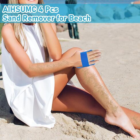 AIHSUMC 4 قطع مزيل الرمل للشاطئ، حقيبة إزالة الرمل، حقيبة مسحوق الرمل، فرشاة إزالة الرمل، حقيبة ناعمة للمسح، منظف رمال الشاطئ، أساسيات التخييم في العطلات، رائعة لجميع أفراد الأسرة، خالية من التلك in Kuwait