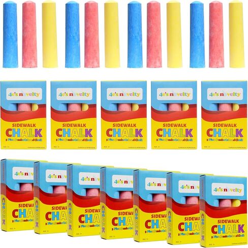 4E's Novelty 12 Boxes Sidewalk Chalk Party Favors for Kids, 3 Jumbo Chalk Sticks In Each Box, Sidewalk Chalk Bulk Individual Packs, Goodie Bag Stuffers Toddlers Summer Gift Toy in Saudi Arabia