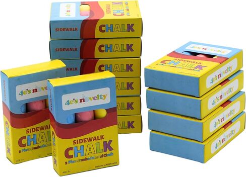 4E's Novelty 12 Boxes Sidewalk Chalk Party Favors for Kids, 3 Jumbo Chalk Sticks In Each Box, Sidewalk Chalk Bulk Individual Packs, Goodie Bag Stuffers Toddlers Summer Gift Toy in Saudi Arabia