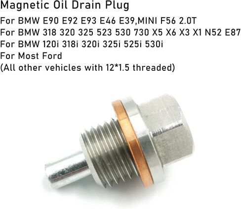 Jaronx M12x1.5 Magnetic Oil Drain Plug, Aluminum Magnetic Sump Drain Nut Oil Drain Bolt Compatible with Most BMW and Ford (All Other Vehicles with 12x1.5 Threaded)(M12x1.5) in Saudi Arabia