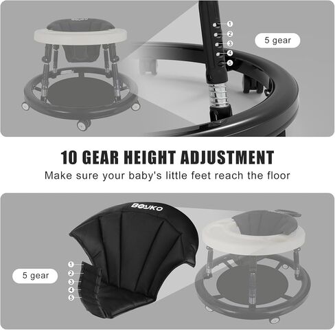مشاية أطفال، مشاية أطفال مضادة للصدمات بارتفاع 10 سرعات قابلة للتعديل مع عجلات، مشاية للأطفال الرضع مع وسادات للقدم، مجموعة قافزة مركزية مضادة للسقوط للأولاد والبنات والأطفال من سن 6 إلى 18 شهرًا in Kuwait