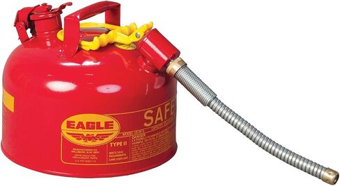 Eagle U2-26-SX5 Type II Metal Safety Can, Flammables, 11-1/4" Width x 9-1/2" Depth, 2 Gallon Capacity, 5/8" OD Pour Spout, Red in Saudi Arabia