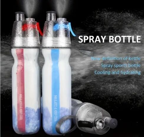 16.91oz /500ML Bicycle Sports Water Bottles, Insulated Mist Spray Water Bottle, Double Wall Ice Cold Water Bottle, Sports Outdoor Drinking Bottle (Blue) in Saudi Arabia