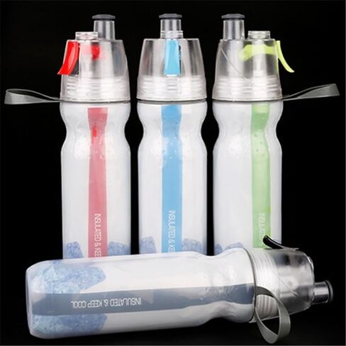 16.91oz /500ML Bicycle Sports Water Bottles, Insulated Mist Spray Water Bottle, Double Wall Ice Cold Water Bottle, Sports Outdoor Drinking Bottle (Blue) in Saudi Arabia