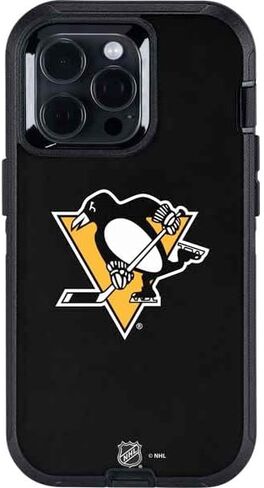 Skinit Decal Phone Skin Compatible with OtterBox Defender iPhone 14 Pro Max - Officially Licensed NHL Pittsburgh Penguins Solid Background Design in Saudi Arabia