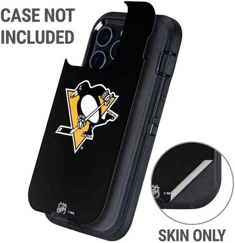 Skinit Decal Phone Skin Compatible with OtterBox Defender iPhone 14 Pro Max - Officially Licensed NHL Pittsburgh Penguins Solid Background Design in Saudi Arabia