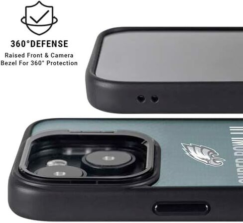 حافظة هاتف Skinit Kickstand متوافقة مع iPhone 15 - تصميم شعار NFL Philadelphia Eagles Retro مرخص رسميًا in Saudi Arabia