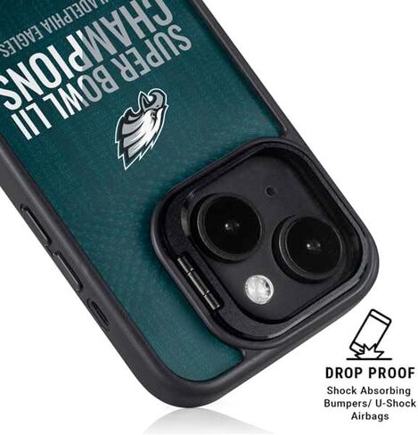 حافظة هاتف Skinit Kickstand متوافقة مع iPhone 15 - تصميم شعار NFL Philadelphia Eagles Retro مرخص رسميًا in Saudi Arabia