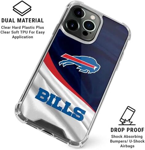حافظة هاتف Skinit الشفافة متوافقة مع iPhone 15 Pro - تصميم NFL Buffalo Bills المرخص رسميًا in Saudi Arabia