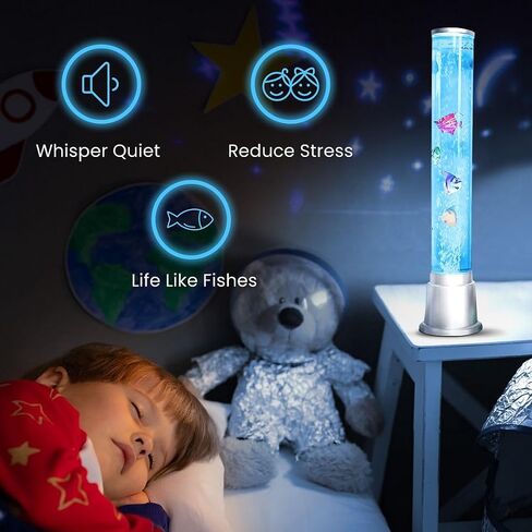 Fish Lamp Sensory Bubble Tube Bubble Lamps Aquarium Night Light 6 LED Color Changing Sensory Tubes Table Lamp Lava Bedroom Lamps Home Decor Desk Fake Fish Tank Birthday Gifts for Women Men 1.9FT in Saudi Arabia