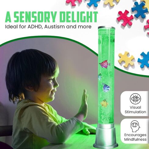 Fish Lamp Sensory Bubble Tube Bubble Lamps Aquarium Night Light 6 LED Color Changing Sensory Tubes Table Lamp Lava Bedroom Lamps Home Decor Desk Fake Fish Tank Birthday Gifts for Women Men 1.9FT in Saudi Arabia