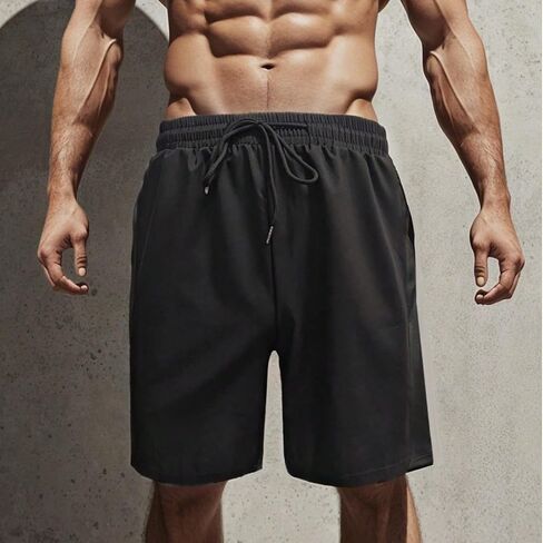 Men's Lightweight Quick-Dry Loose-Fit Gym and Sports Shorts Black in Saudi Arabia