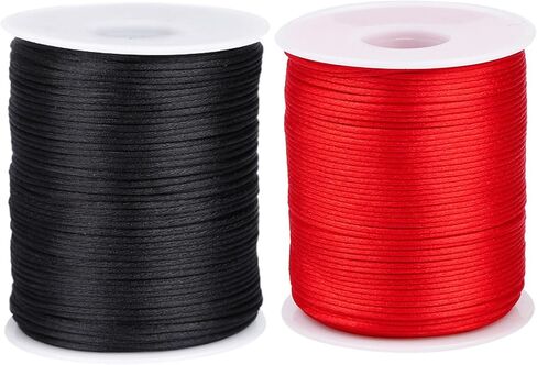 1.5mm 110 ياردة أسود ساتان ساتان نايلون ساتان للأساور المضفر مجوهرات صنع الرياح رنين الأنيقة قلادة قذر قلادة الجزء الأكبر خيط ماكرم مقطع كومهيمو كومهيمو in Kuwait