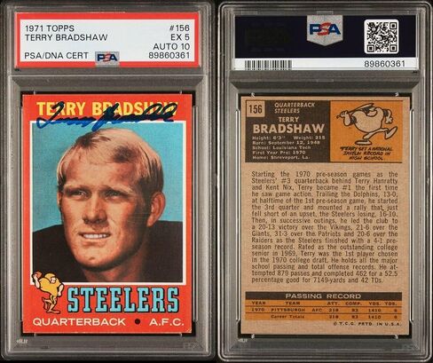1971 Topps Autographed Terry Bradshaw Rookie Card PSA 5 DNA AUTO 10#89860361 - Football Slabbed Autographed Rookie Cards in Saudi Arabia