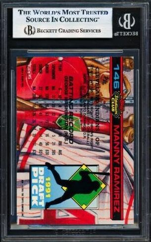 ماني راميريز موقعة 1992 Stadium Club SE Skydome Rookie Card # 146 Cleveland Indians Beckett BAS # 17856464 - بطاقات بيسبول Slabbed Rookie Card الموقعة in Saudi Arabia