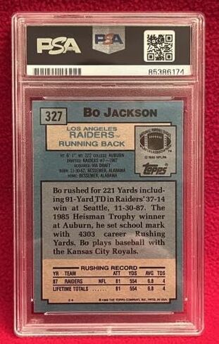 BO JACKSON Raiders Signed 1988 TOPPS RC Rookie Card PSA AUTH AUTO 85386174 - Football Slabbed Autographed Rookie Cards in Saudi Arabia