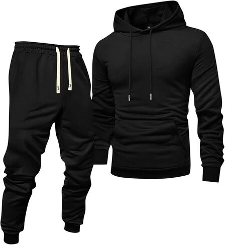 بدلات رياضية رجالي 2 قطعة مجموعة الصوف طويلة الأكمام هوديس و Sweatpants خريف شتاء رياضي التدريب القطن Sweatsuits مجموعات in Saudi Arabia
