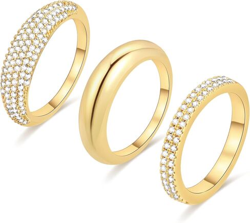 حلقات الذهب القابلة للتكديس Funeia للنساء غير المشوهة 14K حلقات مطلية بالذهب والتي لا تشوه الخطبة الخاتم Zirconia Cack in Saudi Arabia