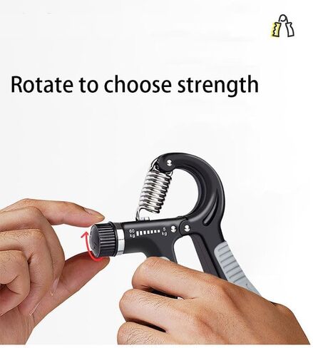 Adjustable Hand Gripper 11-132lb, Portable Finger & Arm Strength Trainer with Ergonomic Non-Slip Grip, Durable 0.16in Spring for Home/Gym (Black) in Saudi Arabia