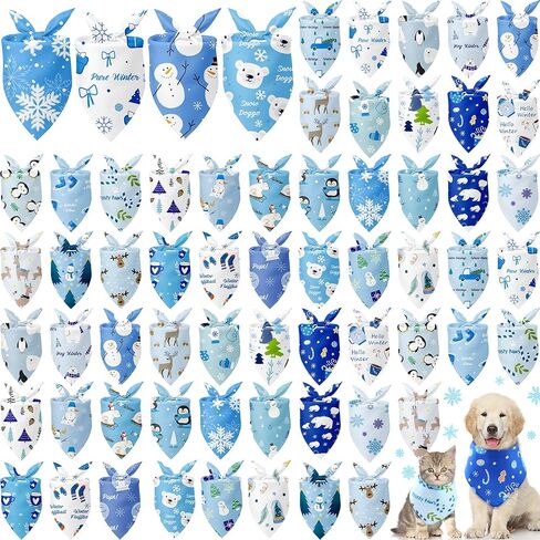 60 PCS Christmas Dog Bandanas Bulk XMAS Cat Cat Pibs قابلة للتعديل الكلب المثلث الألياف الأليف العطلة للحيوانات الأليفة الصغيرة إلى كبيرة للحيوانات الأليفة (نمط سانتا) in Kuwait