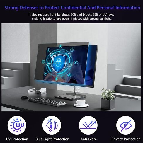 12.5" Privacy Screen Computer for 16:9 Aspect Ratio, 2-Sided Removable Anti-Peeping/Anti-Glare, Blue Light Block, UV Protect, Reduce Strain, Anti-Scratch, Fits 12.5-inch 16:9 Protector Film in Kuwait